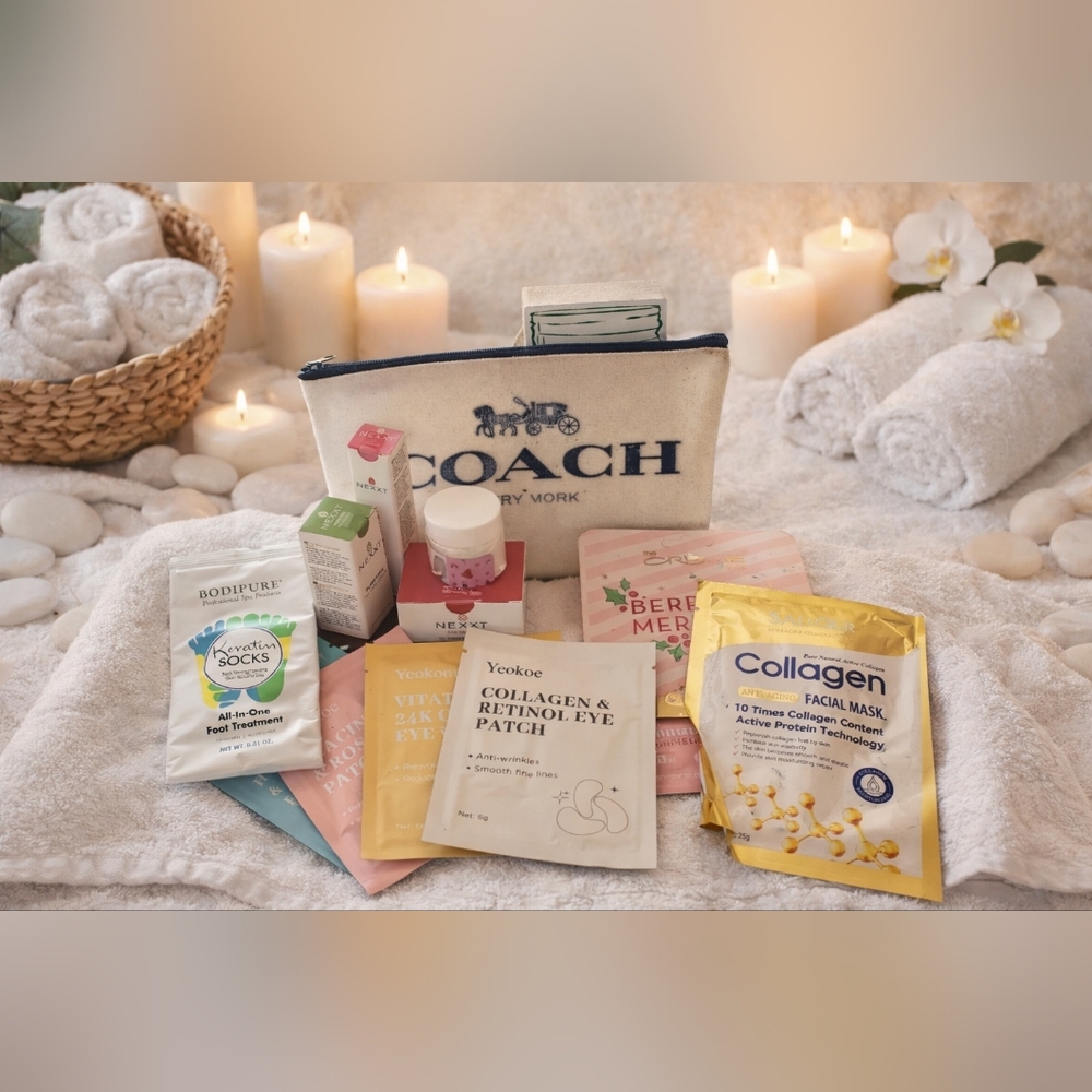 ✨Luxury Skincare Spa Bundle w/ Coach Pouch | Collagen Masks, Eye Patches, Lip - Picture 5 of 6